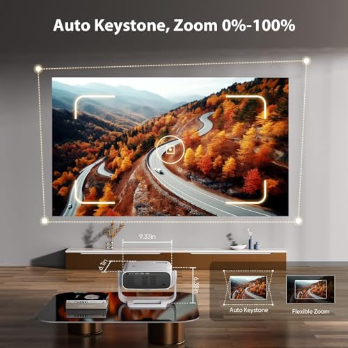 Wielio Smart Projector 1080P 4K, Android 11, WiFi 6, Bluetooth 5.2, 680 ANSI, Quiet Fan, Home Cinema iOS/Android/PS5