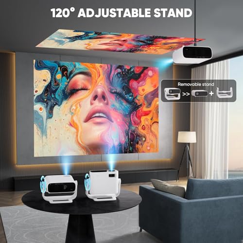 Wielio Smart Projector 1080P 4K, Android 11, WiFi 6, Bluetooth 5.2, 680 ANSI, Quiet Fan, Home Cinema iOS/Android/PS5