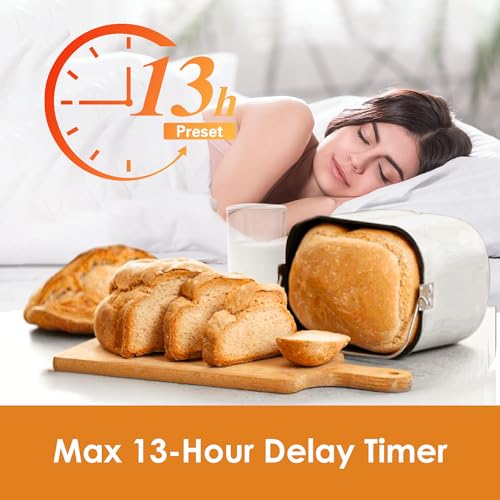 Kitchen in the Box Bread Maker: 12 Programs, Gluten-Free, Fruit Nut Dispenser, Nonstick Pan, 2 Loaf Sizes, Delay Timer, Keep Warm