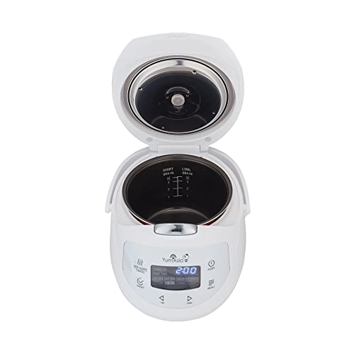 Yum Asia Panda Mini Rice Cooker - Ninja Ceramic Bowl - Fuzzy Logic - 4 Rice & Multicooker Functions - LED Display - Arctic White