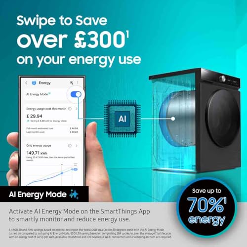 Samsung Series 7 Washer Dryer, AI Energy, Wi-Fi, 11kg, White