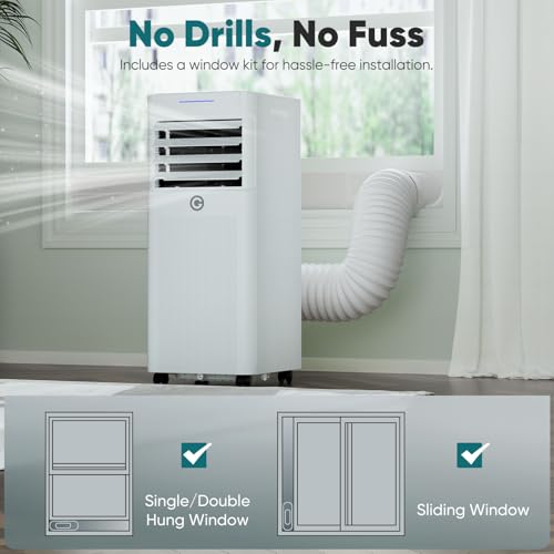 Portable Air Conditioner 9000 BTU, 4-in-1 Cooling, Dehumidifier, Fan - Remote Control, Timer, Window Kit - For Rooms Up to 269sq.ft