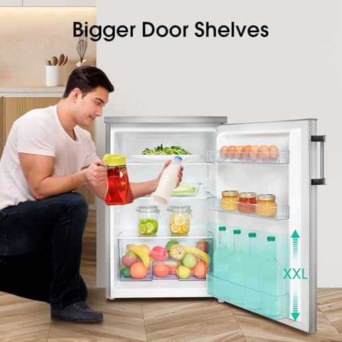 Hisense Under Counter Larder Fridge with LED Lighting, Stainless Steel - 133L, 56x84.5x57.5cm