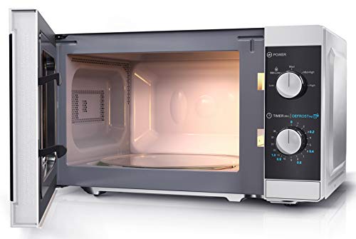 SHARP 20L Compact Microwave, 800W, 5 Power Levels, Defrost - Silver