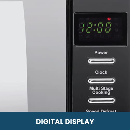 VYTRONIX 800W Digital Microwave Oven: 6 Power Levels, Timer | Black with Mirrored Front, 20L Capacity