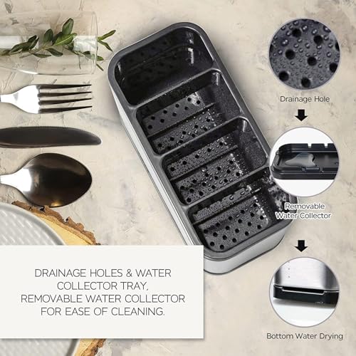 Innoteck Stainless Steel Cutlery Holder with 4 Compartments