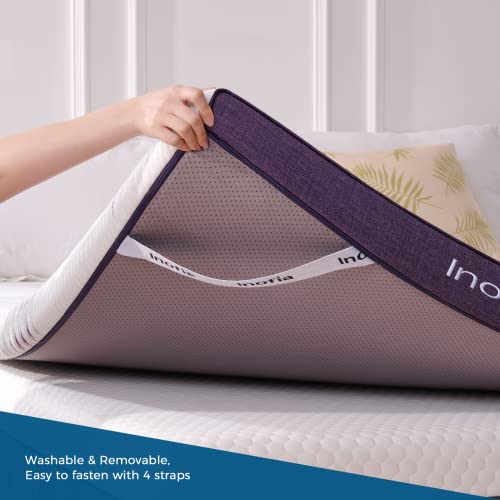 Inofia Sleep Gel Memory Foam Mattress Topper King 8CM - GELEX Bed Topper - Washable Cover - Pressure Relief - Sleep Cooler - Rest Easy