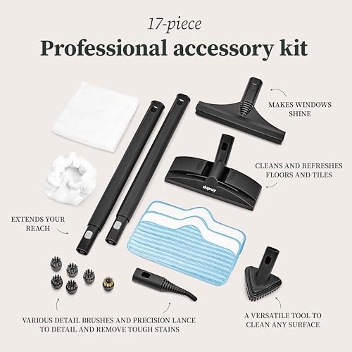 Dupray Neat Steam Cleaner Kit - Powerful Multipurpose Steamer for Chemical-Free Deep Cleaning on Floors, Cars, Tiles & Upholstery