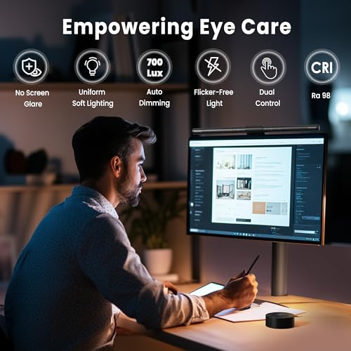 Quntis Wireless Monitor Light Bar: Remote Control, Eye Protection, Anti-Blue Light, 40cm Curved Computer Monitor Lamp