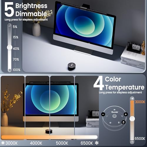 Quntis Wireless Monitor Light Bar: Remote Control, Eye Protection, Anti-Blue Light, 40cm Curved Computer Monitor Lamp