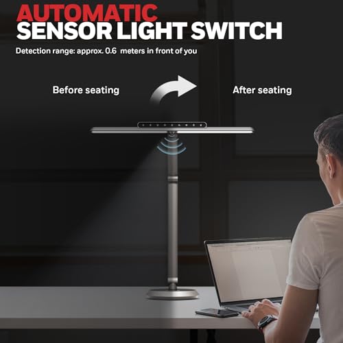 Honeywell Desk Lamp: H9 Sunturalux™ Eye-Caring LED, Dimmable, Timer, Auto-Sensing - Ideal for Home Office, Reading, Study