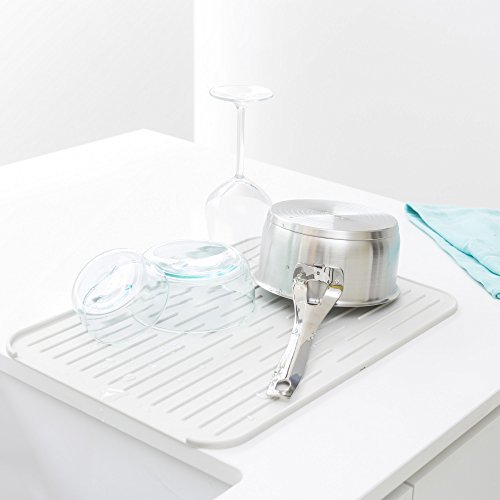 Brabantia Dish Drying Mat, Silicone Steel Light Grey, 43.8x32.5 inch