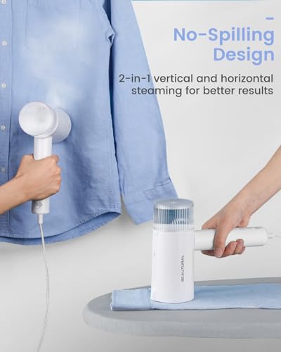 BEAUTURAL Foldable Clothes Steamer for Garments, Portable Fabric Iron