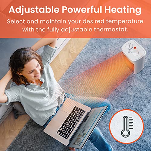 Pro Breeze Mini Ceramic Fan Heater - 3 Heat Settings, Fan Mode, Overheat Protection - Ideal for Home, Office