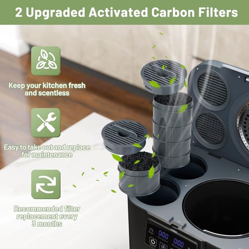 COSTWAY 4L Kitchen Electric Composter: Odourless Smart Bin, Activated Carbon Filters, Auto-Cleaning, LED Display