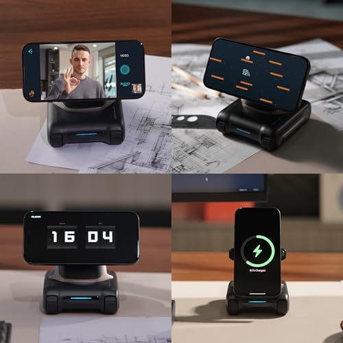 LOOI Robot-Space Black: AI Desktop Companion, Voice Interaction, Personality, Gesture Recognition, Emotional Support, Wireless Charging