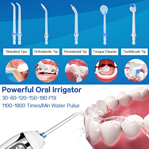 Binefia Cordless Water Flosser: 5 Modes, 360° Rotation, IPX7 Waterproof, 6 Jet Tips, USB Rechargeable