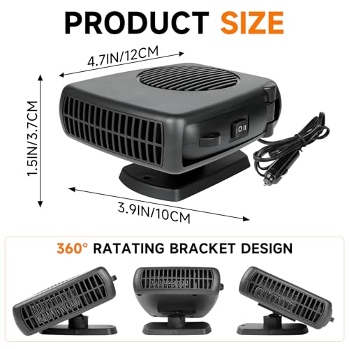 Portable Car Heater 12V 200W: Fast Heating Defroster & Defogger