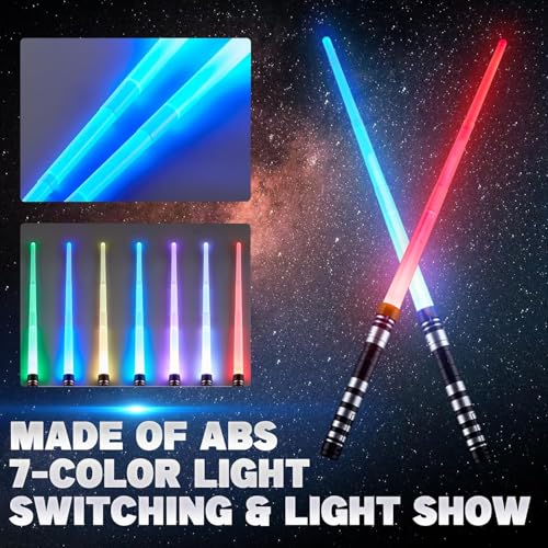 Star Wars 2 Pack Light Up Saber with Sound, 7 Colors, Retractable Sword - Ideal for Halloween & Xmas Parties
