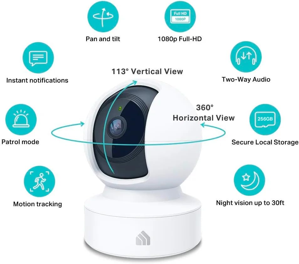 Kasa Pan/Tilt Smart Security Camera, 1080p HD Dog-Camera, Night Vision, Motion Detection, Baby & Pet Monitor, Alexa & Google Home, White