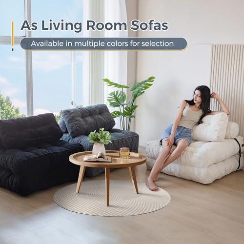 MAXYOYO Convertible Sleeper Chair, Foldable Bed with Back Support - Portable Lounge for Living Room & Bedroom - Navy, Dark Gray