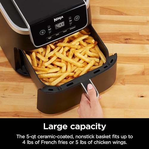 Ninja 4-in-1 Pro Air Fryer: Roast, Reheat, Dehydrate | 5QT Capacity | 400F Max Temp | Nonstick Basket | Grey | AF141
