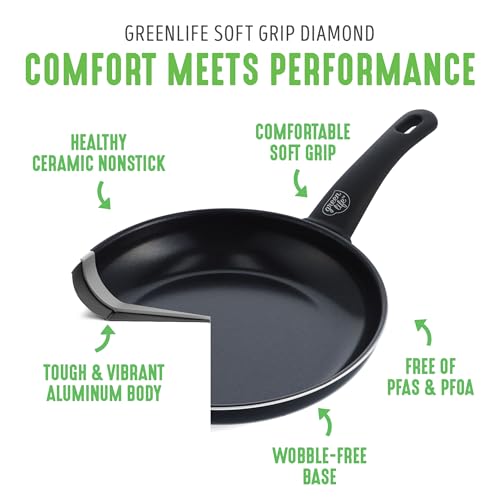GreenLife Nonstick Cookware Set: 16-Piece Ceramic Pots & Pans, Dishwasher Safe, Oven Safe, Stay-Cool Handles, Black