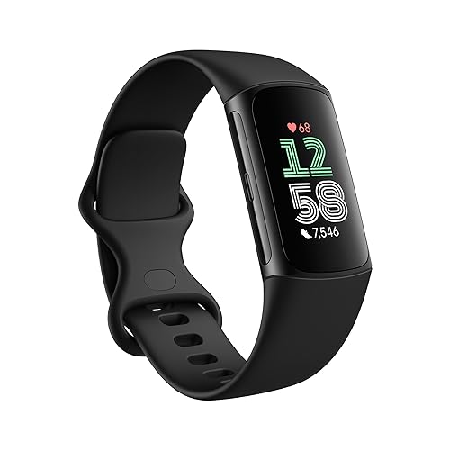 Fitbit Charge 6 Fitness Tracker: Heart Rate, Google Apps, GPS, Health Tools - 6-Month Premium, Obsidian/Black