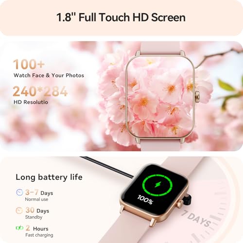 Women's Smartwatch Alexa Built-in, IP68 Waterproof Fitness Tracker, Bluetooth Call, Heart Rate Monitor, 100+ Sports Modes