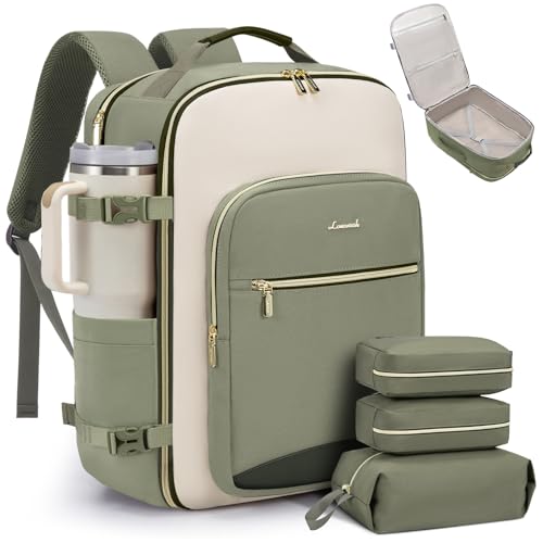 LOVEVOOK 40L Travel Backpack: Airline Approved, 3 Cubes, TSA Overnight, Waterproof, Fits 17" Laptop