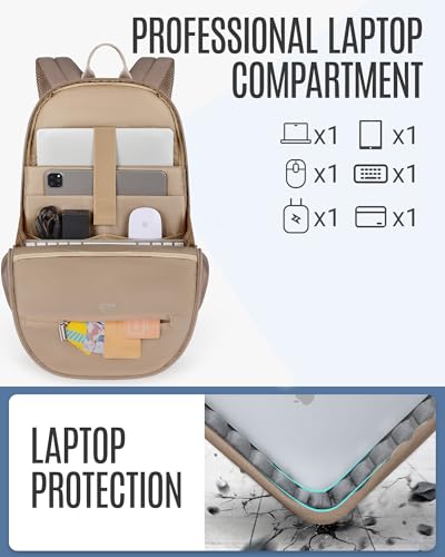 LIGHT FLIGHT Women's Laptop Backpack, 17.3 inch USB Charging, Water Resistant College Bookbag, Black Computer Backpack for Work