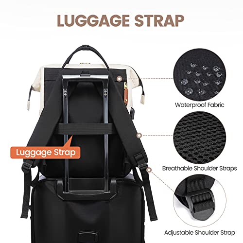 LOVEVOOK Women's Laptop Backpack 15.6 Inch, Work & Travel Purse with Large Capacity, Waterproof College Bookbag & Casual Daypack