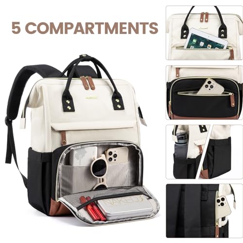 LOVEVOOK Women's Laptop Backpack 15.6 Inch, Work & Travel Purse with Large Capacity, Waterproof College Bookbag & Casual Daypack