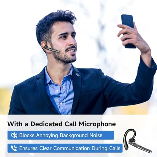 Wireless Bluetooth Headset V5.4, 100 Hrs Talk Time, Noise Cancelling Earbud for Trucker/Home/Office