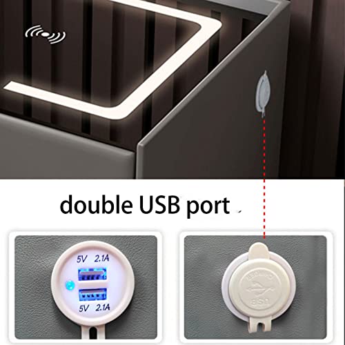 DWLOMHE Smart Bedside Table with 3 Drawers, USB, Wireless Charging, Fingerprint Lock, Bluetooth Speaker - Bedroom & Living Room