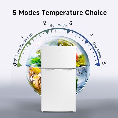 BANGSON Mini Fridge 2 Door with Freezer, Bedroom Refrigerator, 3.2 CU.FT