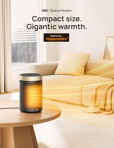 Dreo Portable Electric Heater: Thermostat, Remote, 12H Timer, 5 Modes, 1500W PTC Ceramic Heat - Office, Bedroom, Home