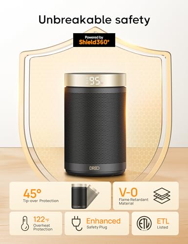 Dreo Portable Electric Heater: Thermostat, Remote, 12H Timer, 5 Modes, 1500W PTC Ceramic Heat - Office, Bedroom, Home
