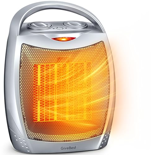GiveBest Electric Space Heater Fan, 1500W/750W, Quiet & Safe, Heat Up 200 Sq Ft - Ideal for Office, Desk, Indoor - Silver