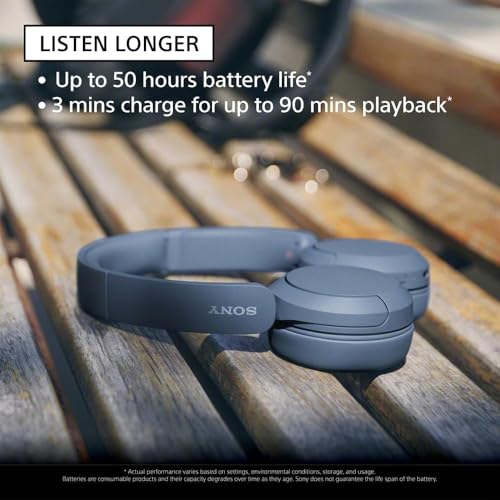 Sony Wireless On-Ear Headphones with Mic, 50hr Battery Life - Pink