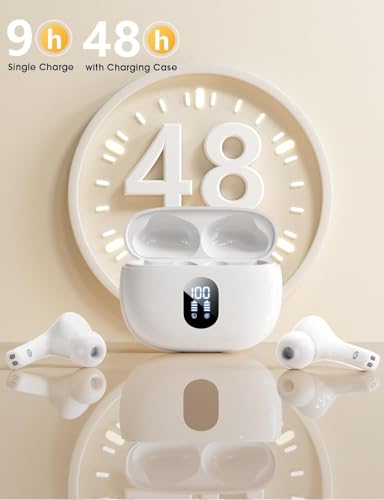 Brand Wireless Earbuds with ENC Noise Cancelling Mic, Big Bass Stereo Sound, 48-Hour Playtime, Lightweight In-Ear, IPX7, Hands-Free Calls