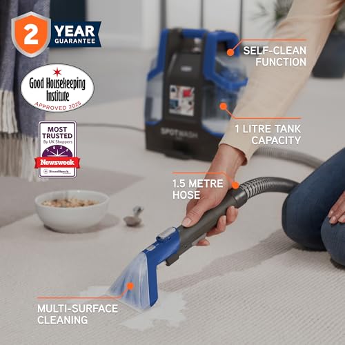 SpotWash Duo Small Handheld Shampooer for Upholstery, Sofa, Stairs, Rug - Stain Cleaning Solution, Tool for Home, Car, Pets