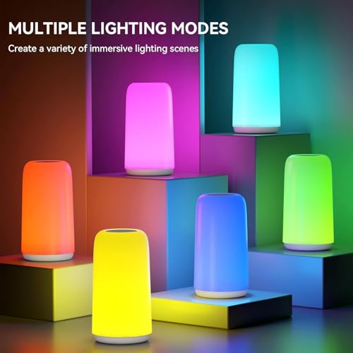 Brand Touch Bedside Lamp, Sleek RGB Dimmable LED for Bedroom