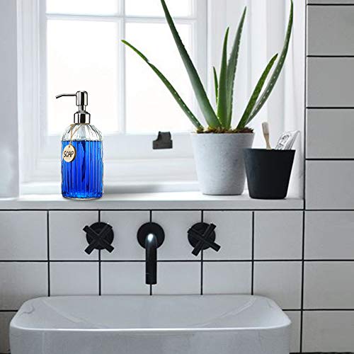 JASAI Clear Glass Soap Dispenser 18 Oz - Stainless Steel Pump - Refillable Liquid Hand Soap Dispenser for Bathroom & Kitchen