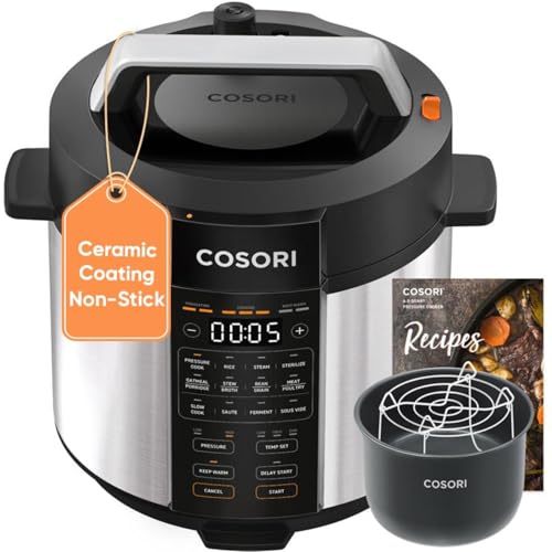 COSORI 6QT Multi Cooker, Stainless Steel, Ceramic Pot, 12 Safety Features, Slow Cook, Sous Vide, Saute