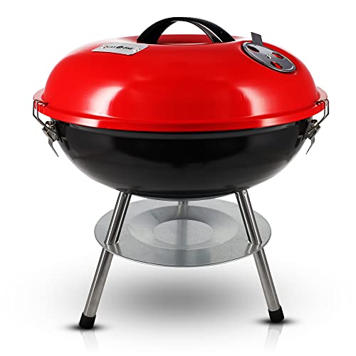 Gas One Portable BBQ Grill 14-inch with Locking Lid & Dual Venting - Small Charcoal Grill for Backyard, Camping