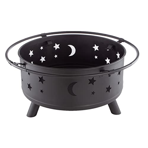 Pure Garden 32-Inch Outdoor Wood Burning Fire Pit with Screen, Poker & Cover - Ideal for Backyard, Deck, or Patio