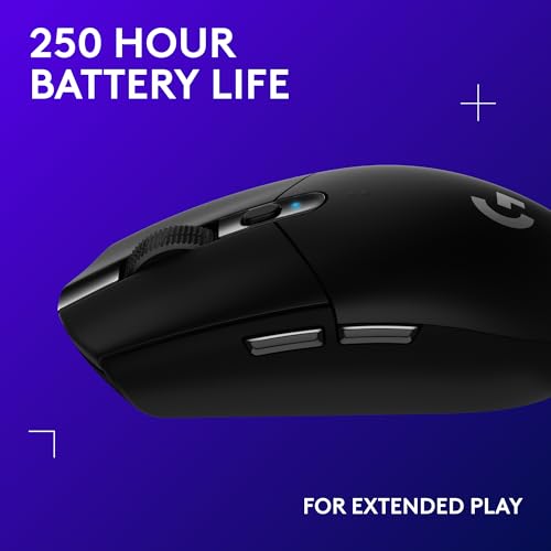 Logitech G305 Wireless Gaming Mouse: Hero 12K Sensor, Lightweight, 12,000 DPI, 6 Buttons, 250h Battery - Black