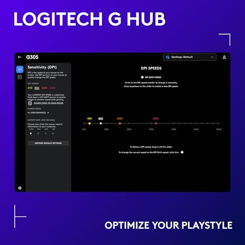 Logitech G305 Wireless Gaming Mouse: Hero 12K Sensor, Lightweight, 12,000 DPI, 6 Buttons, 250h Battery - Black
