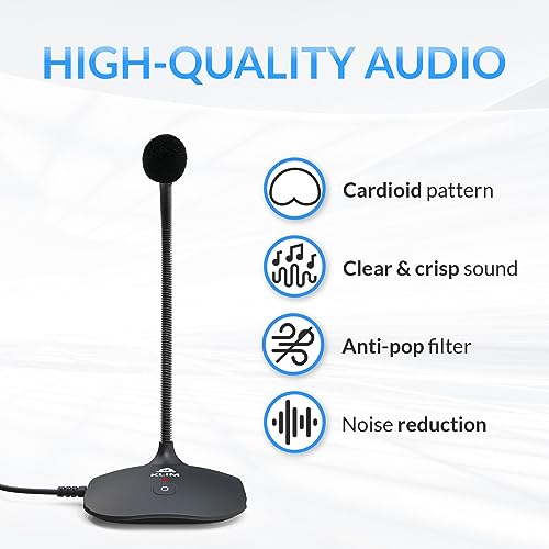 KLIM Talk USB Desk Microphone - Professional Mic for PC Laptop Mac - Recording Gaming Streaming Podcasts